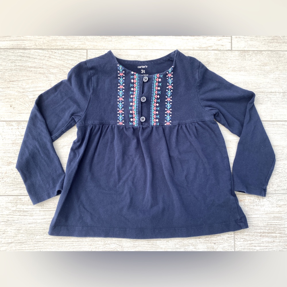 3T Carter's Navy Blue Embroidered Kids Top